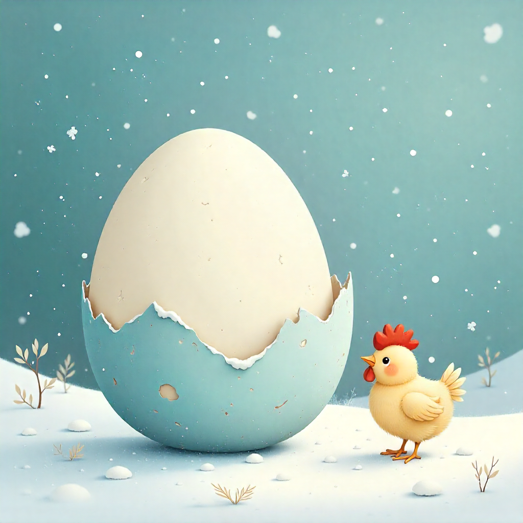 A hen contemplating the mysteries of the universe, possibly involving eggs.